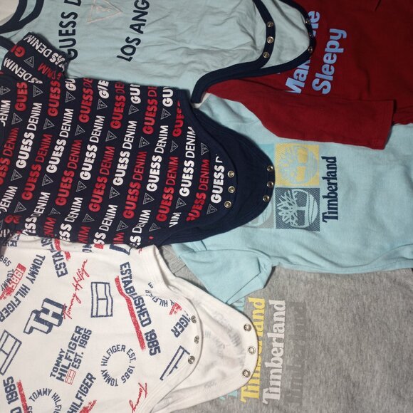 6 Piece Bundle Baby 12 Months One Piece Tops - GUESS, Timberland, Tommy Hilfiger - Picture 4 of 15